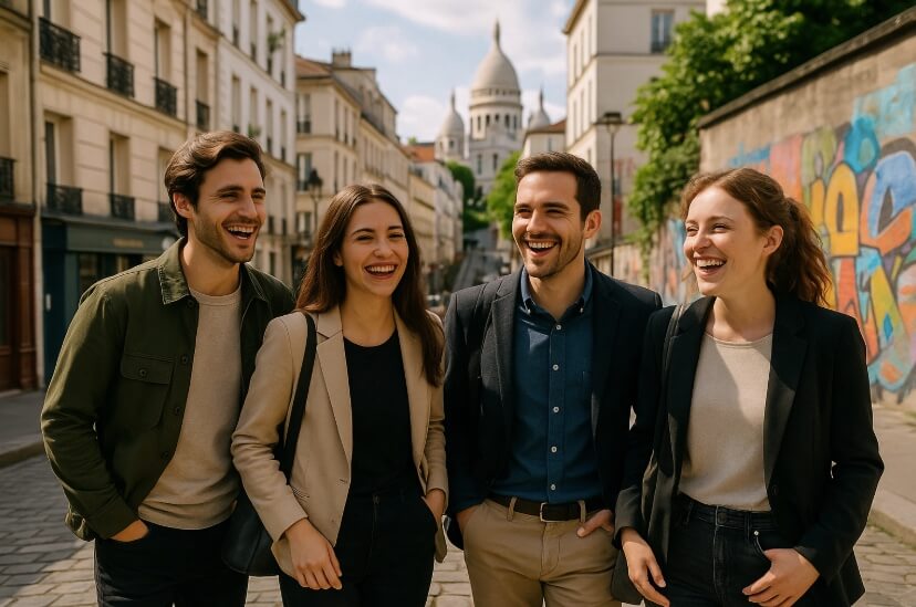 Équipe d'entreprise en team building dans Paris 18