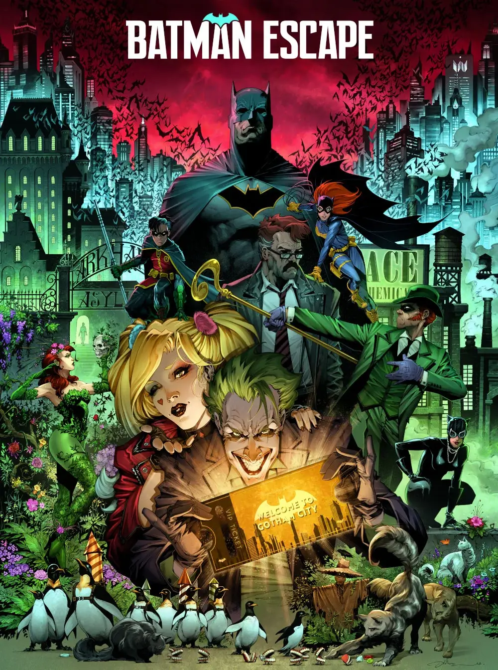 Affiche officielle Batman Escape Paris, illustration Anthony Jean